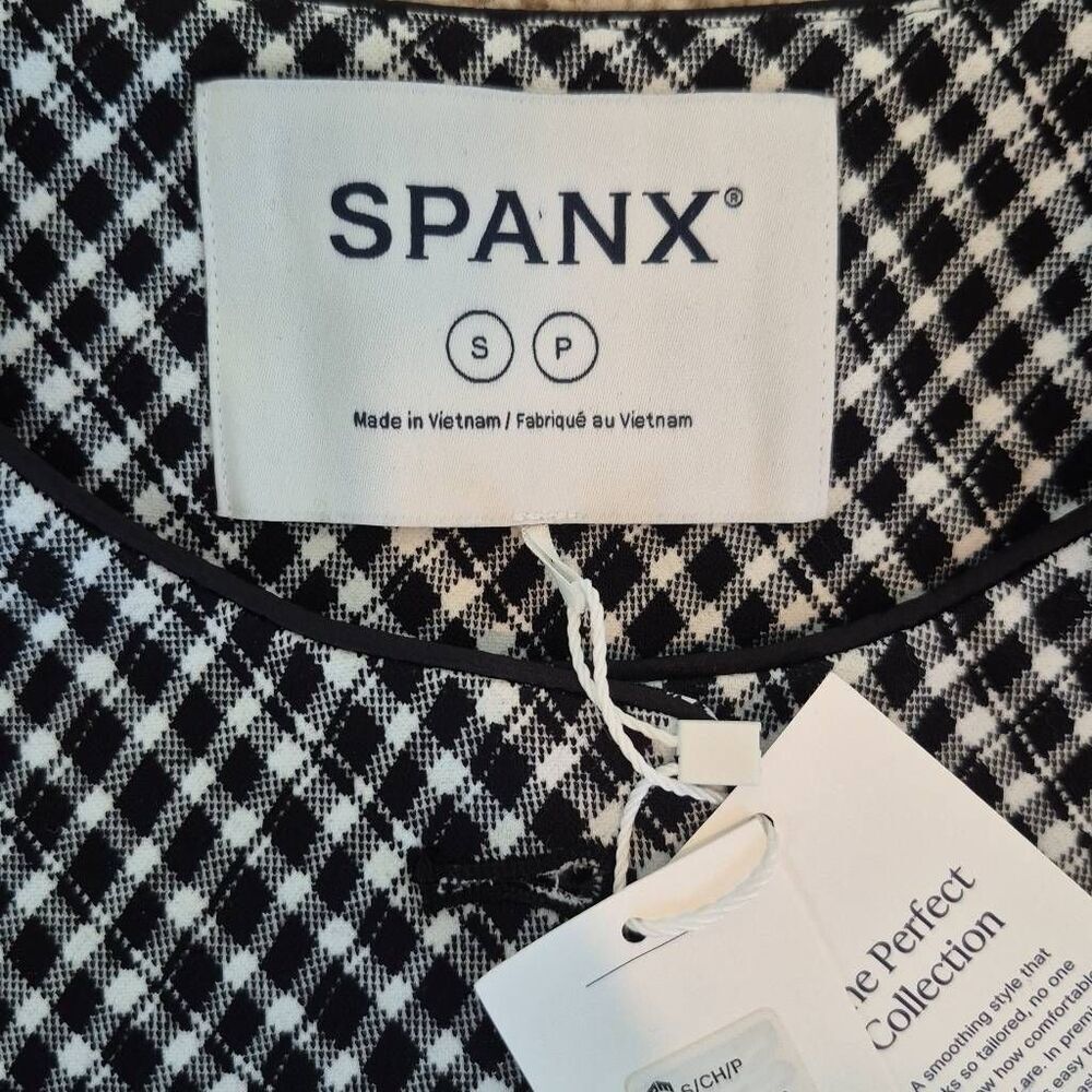 SPANX Women’s Ponte Jacket Jacquard Plaid Cropped Blazer Size S - Picture 5 of 12